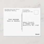 女の子の子猫とレトリバー犬がミルクを飲む ポストカード (裏面)