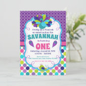 女の子の孔雀の誕生日パーティー招待状 招待状 (スタンド正面)