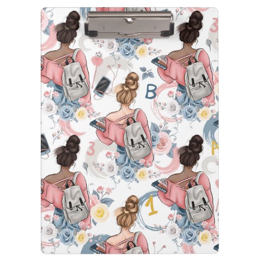 女の子の学校に戻るクリップボード クリップボード (正面)