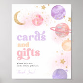 女の子の宇宙カードとギフトサイン ポスター (正面)