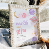 女の子の宇宙カードとギフトサイン ポスター