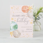 女の子の宇宙誕生日パーティー招待状 招待状 (スタンド正面)