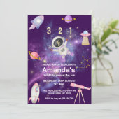女の子の宇宙飛行士の誕生日 招待状 (スタンド正面)