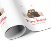 女の子の家族のホリデーシーズン写真ギフト クリスマス ラッピングペーパー (ロールコーナー)