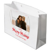 女の子の家族のホリデーシーズン写真ギフト クリスマス ラージペーパーバッグ (裏面アングル)