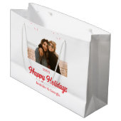 女の子の家族のホリデーシーズン写真ギフト クリスマス ラージペーパーバッグ (正面アングル)