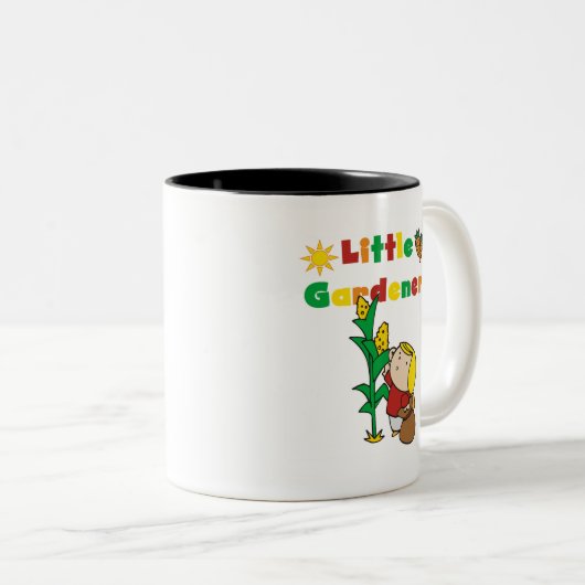 女の子の小さい庭師のTシャツおよびギフト ツートーンマグカップ (正面右)