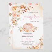 女の子の小さなかぼちゃのベイビーシャワー 招待状 (正面/裏面)