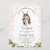 女の子の小さなカウガールがやってくる！ベビーシャワー 招待状 (正面/裏面)