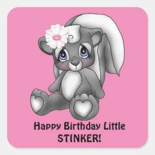 女の子の小さなスティンカー誕生日シール スクエアシール