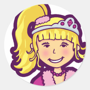女の子の小さなプリンセスグラフィックのシール ラウンドシール