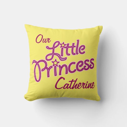 女の子の小さな星の王女の名前と写真の枕 クッション (正面)