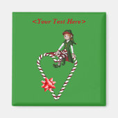 女の子の小妖精や小人のキャンディ・ケーンのハートのクリスマスの休日の磁石 マグネット (正面)