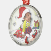 女の子の小妖精や小人のクリスマスのオーナメント メタルオーナメント (左)