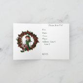 女の子の小妖精や小人のクリスマスの休日のパーティの招待状 招待状 (内部)