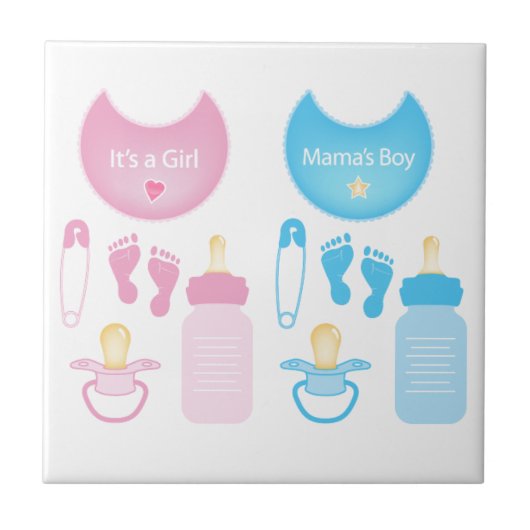 女の子の少年 タイル (正面)