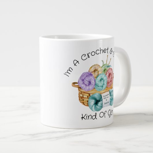 女の子の巨大なコーヒーマパーソナライズされたグのクロシェのようなものだ ジャンボコーヒーマグカップ (正面右)