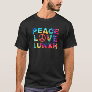 女の子の平和 愛 給食のおばさん バックトゥスクール レトロ Tシャツ