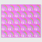 女の子の年齢の虹の誕生日ラパターン(の模様が)あるップ ラッピングペーパー (フラット)