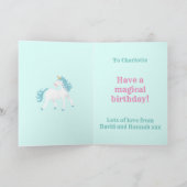 女の子の年齢6ユニコーン誕生日 カード (内部)