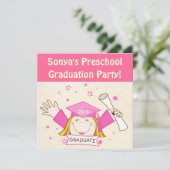 女の子の幼稚園/幼稚園の卒業パーティー 招待状 (スタンド正面)
