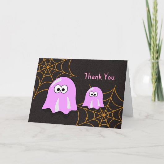 女の子の幽霊のハロウィンのベビーシャワーのサンキューカード サンキューカード (正面)
