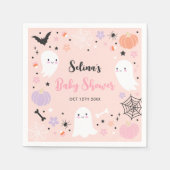 女の子の幽霊リトルブーはデューハロウィーン赤ちゃんシャワー スタンダードカクテルナプキン (正面)