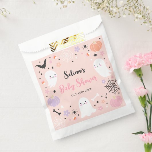 女の子の幽霊リトルブーはデューハロウィーン赤ちゃんシャワー フェイバーバッグ (封をした状態)