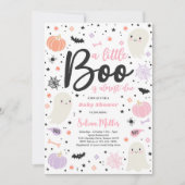 女の子の幽霊リトルブーはデューハロウィーン赤ちゃんシャワー 招待状 (正面)
