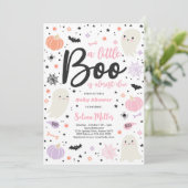女の子の幽霊リトルブーはデューハロウィーン赤ちゃんシャワー 招待状 (スタンド正面)