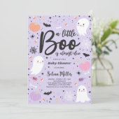 女の子の幽霊リトルブーはデューハロウィーン赤ちゃんシャワー 招待状 (スタンド正面)