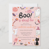 女の子の幽霊リトルブーはデューハロウィーン赤ちゃんシャワー 招待状 (正面)