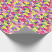 女の子の建物の煉瓦ブロックの誕生日 ラッピングペーパー (角)