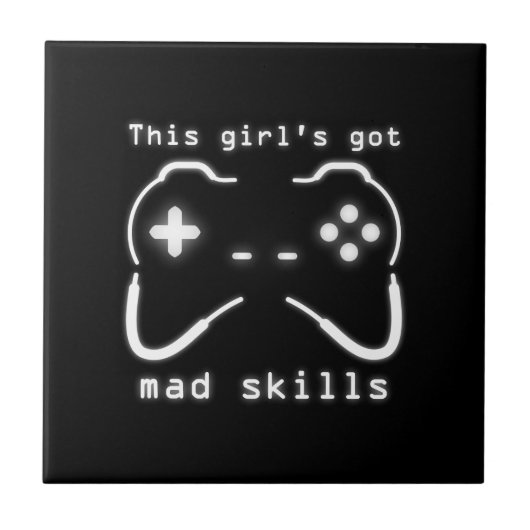 女の子の得不機嫌スキルビデオゲームコントローラタイル タイル (正面)