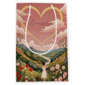 女の子の心のこもったパーソナライズされた視線 ミディアムペーパーバッグ (正面)