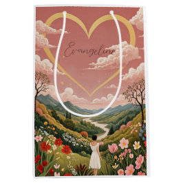 女の子の心のこもったパーソナライズされた視線 ミディアムペーパーバッグ