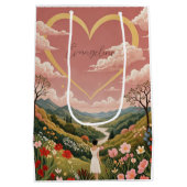 女の子の心のこもったパーソナライズされた視線 ミディアムペーパーバッグ (裏面)