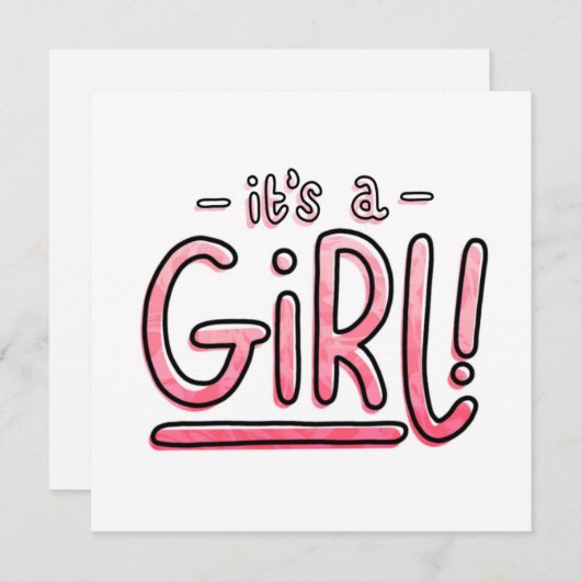 女の子の性別がピンクの傾きの妊娠を明らかにする シーズンカード (正面/裏面)