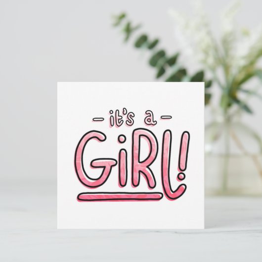 女の子の性別がピンクの傾きの妊娠を明らかにする シーズンカード (スタンド正面)