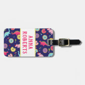 女の子の恐竜とドーナツ荷物タグ ラゲッジタグ (正面横)