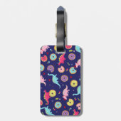 女の子の恐竜とドーナツ荷物タグ ラゲッジタグ (裏面縦)