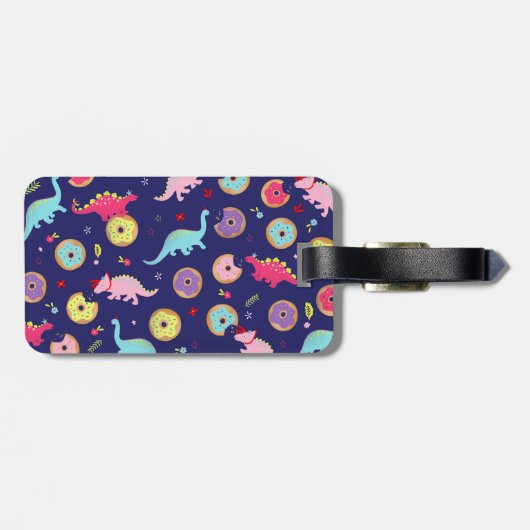女の子の恐竜とドーナツ荷物タグ ラゲッジタグ (裏面横)
