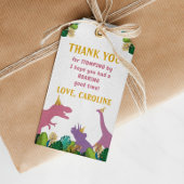 女の子の恐竜の誕生日パーティーありがとうラベル ギフトタグ