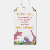 女の子の恐竜の誕生日パーティーありがとうラベル ギフトタグ (正面)