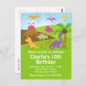 女の子の恐竜の誕生日パーティーのポストカード ポストカード (正面/裏面)