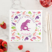 女の子の恐竜の誕生日パーティーパターンパープルディノ (インサイチュ)