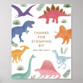 女の子の恐竜の誕生日パーティー好意サイン ポスター (正面)