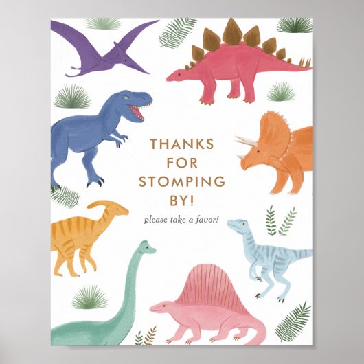 女の子の恐竜の誕生日パーティー好意サイン ポスター (正面)
