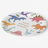 女の子の恐竜の誕生日パーティー ペーパープレート (アングル)