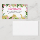 女の子の恐竜の赤ちゃんシャワーおむつラッフル 名刺 (正面/裏面)